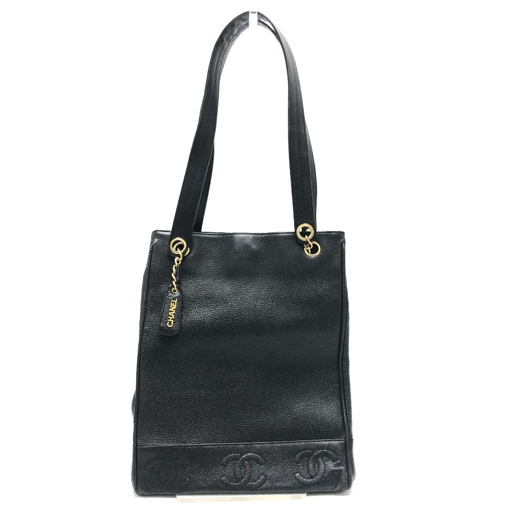 Chanel Caviar skin Trip Luco co Square Black Tote Bag