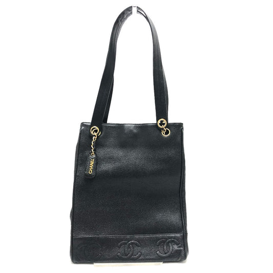 Chanel Caviar skin Trip Luco co Square Black Tote Bag