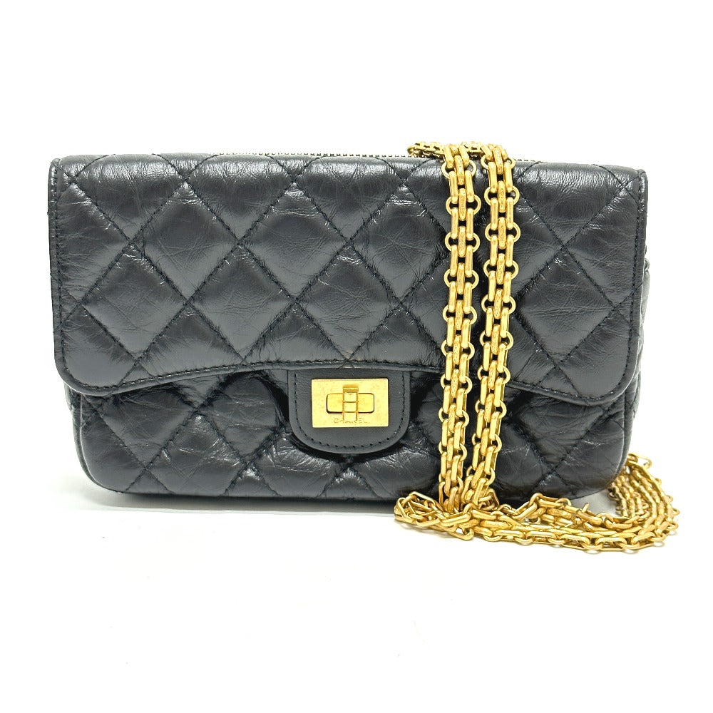 Chanel Calfskin 2.55 Mademoiselle Matrasse Black Wallet Case