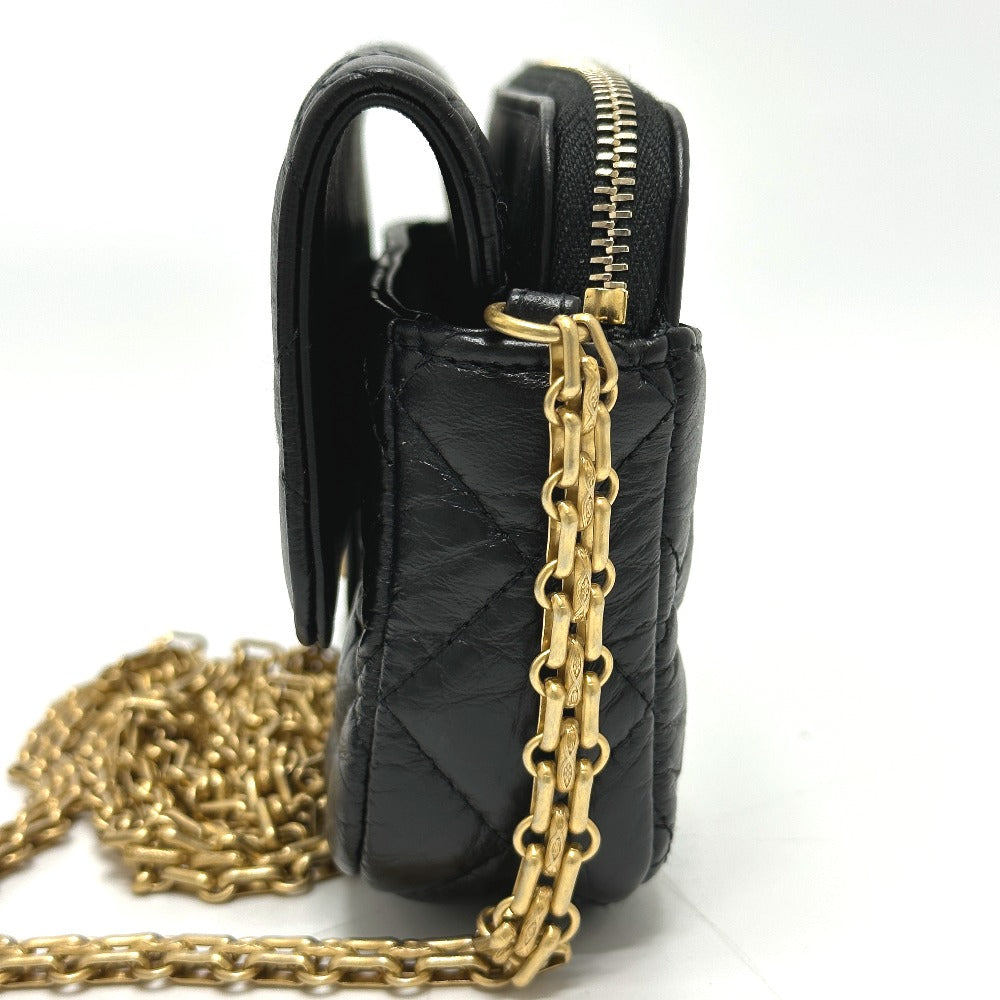 Chanel Calfskin 2.55 Mademoiselle Matrasse Black Wallet Case