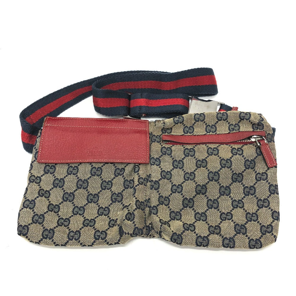 Gucci Waist GG Sling Leather Canvas Red Logo Handbag