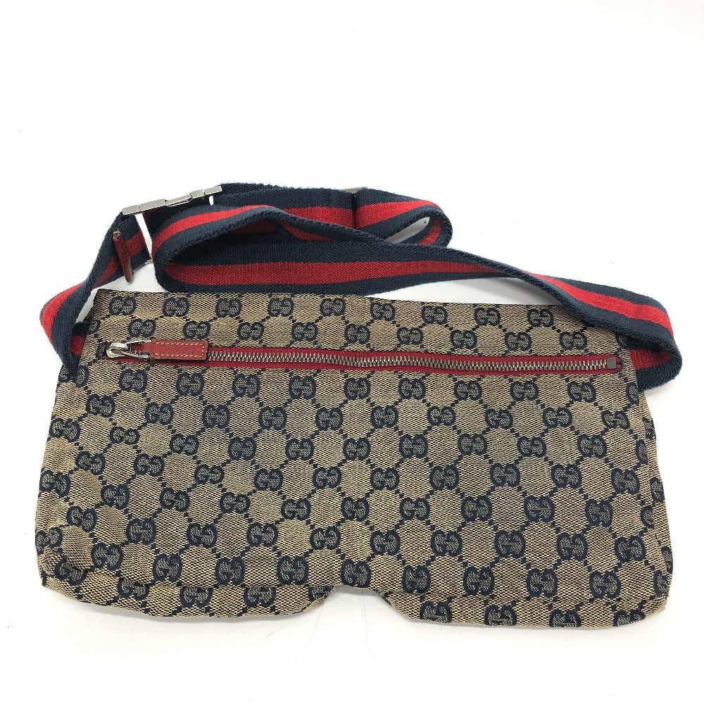 Gucci Waist GG Sling Leather Canvas Red Logo Handbag