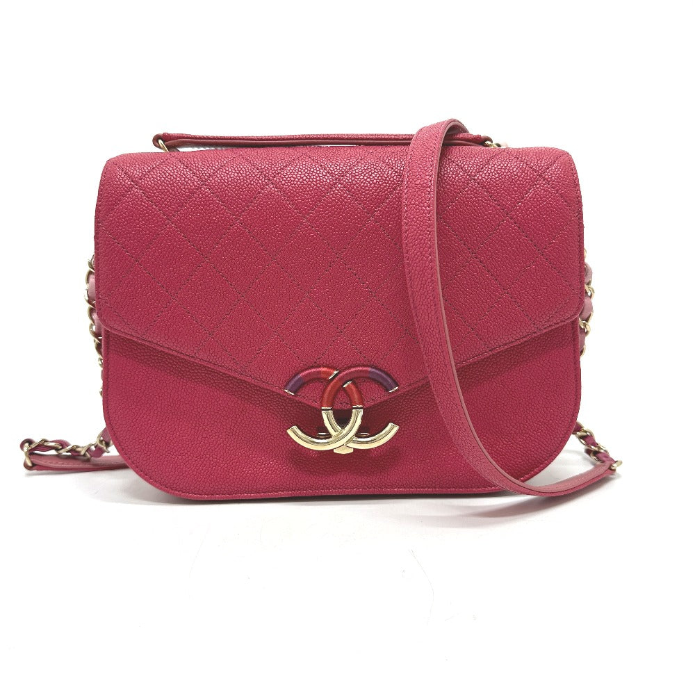 Chanel Caviar skin type COCO Mark CC Pink Shoulder Bag