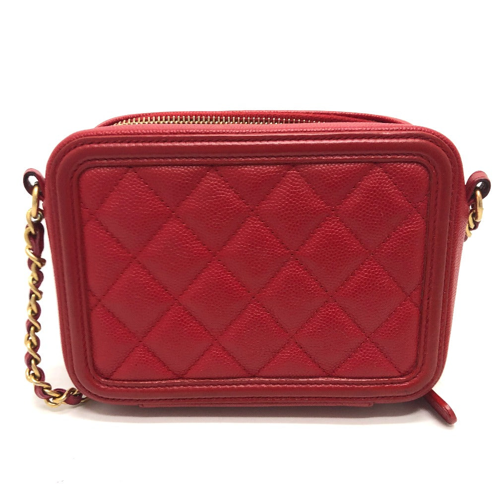 Chanel Caviar skin CC filigree Matrasse Red Shoulder Bag