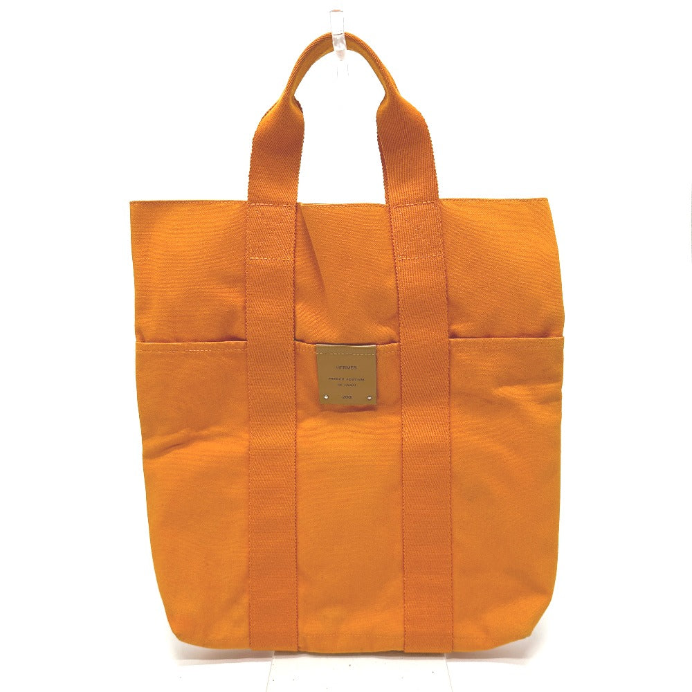 Hermes Tote Bag Fool Toe Kabas Women Canvas Orange