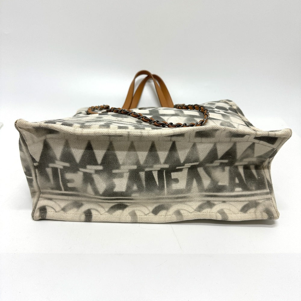 Chanel CC COCO Mark Icon Shopping Beige Canvas Leather Shoulder Bag