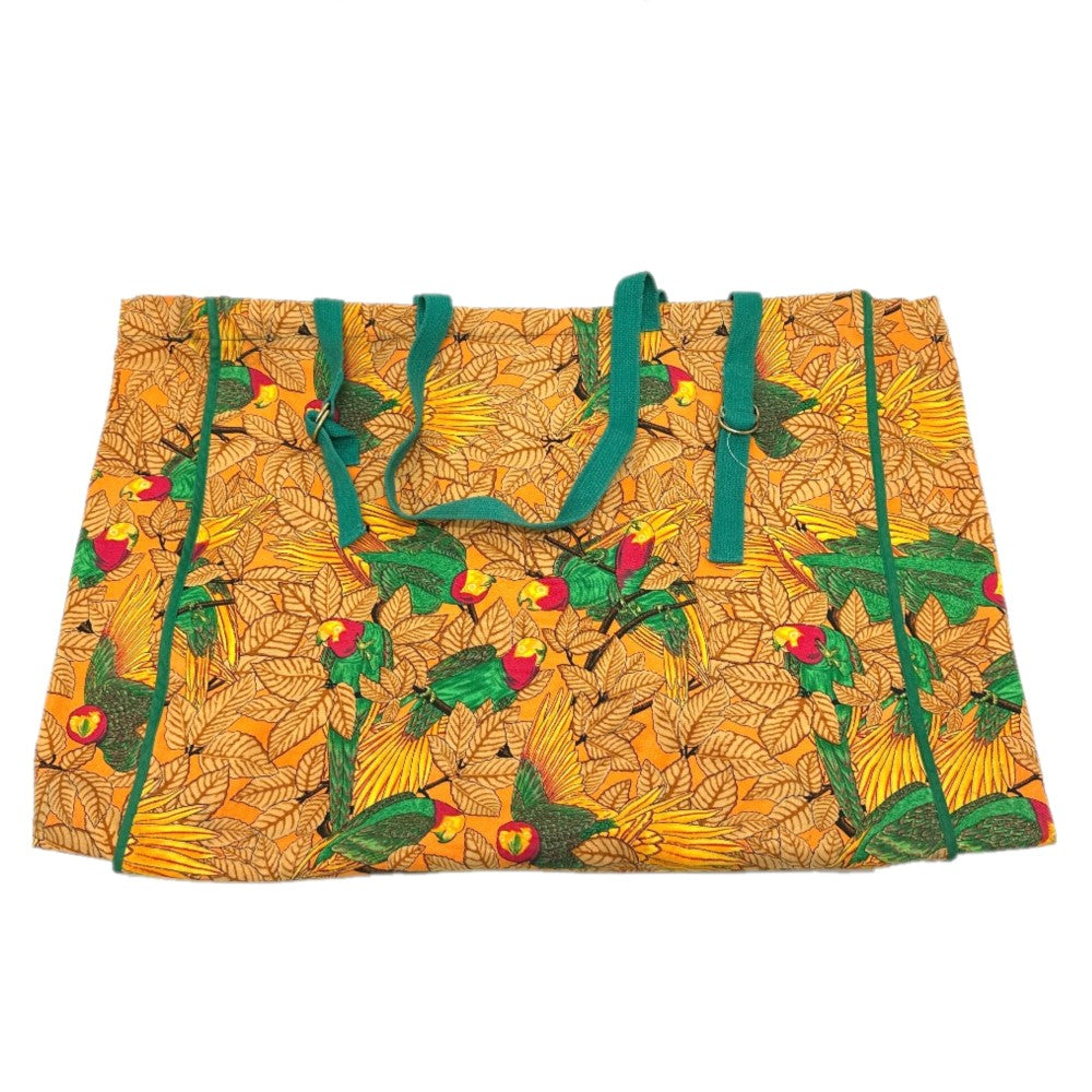 Tote Bag Orange Parakeet Bird Pattern Women Canvas
