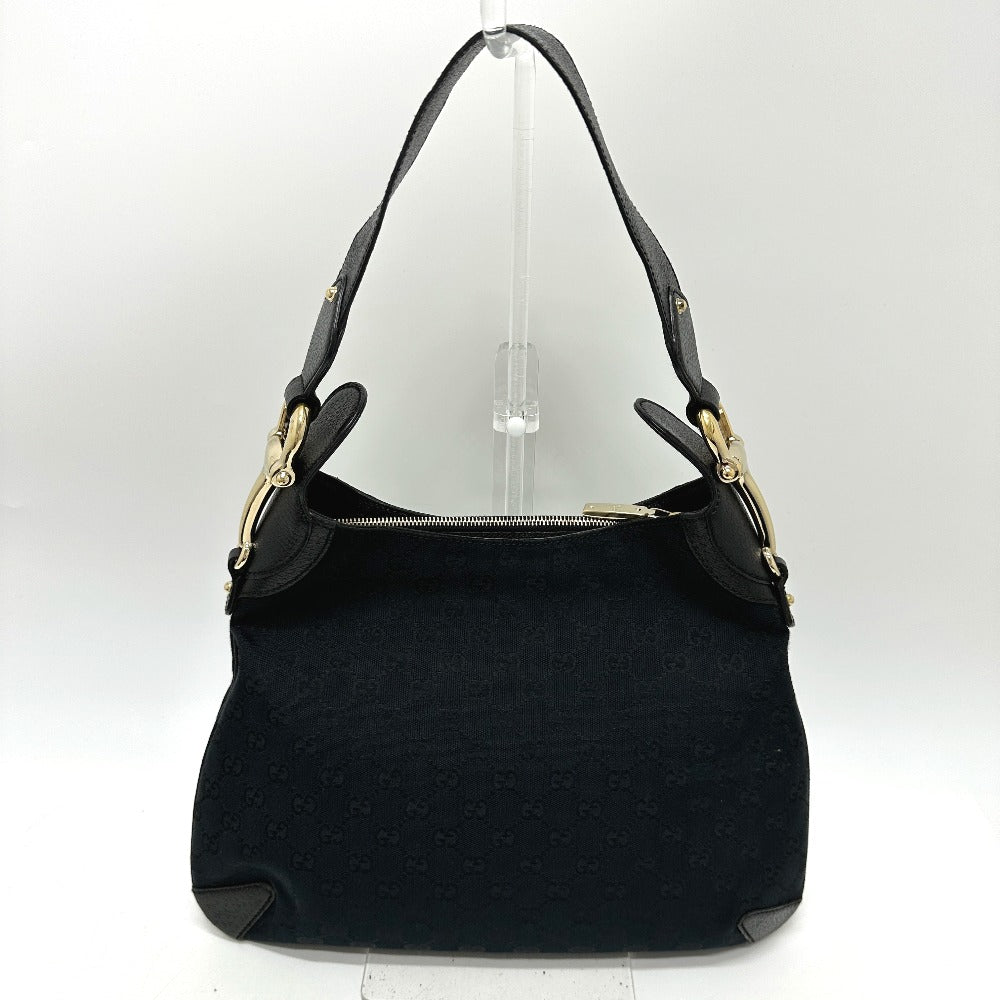 Gucci GG Horsebit Leather Canvas Black Handbag