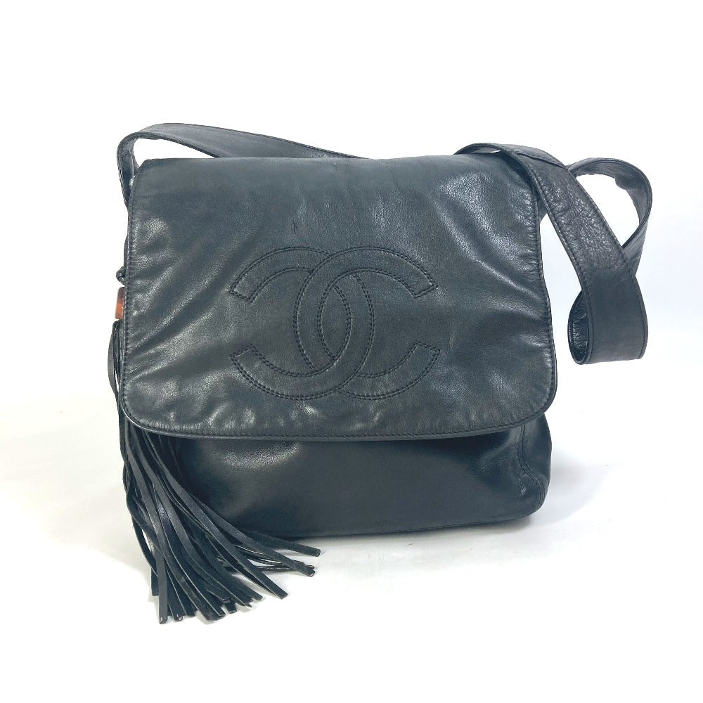 Chanel lambskin CC COCO Mark Black Shoulder Bag