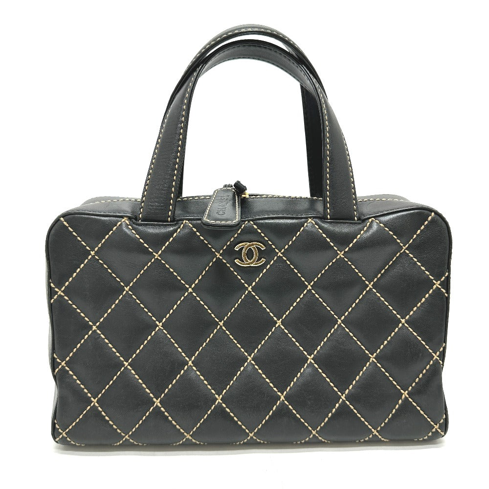 CHANEL Handbag Calfskin black CC COCO Mark Wild stitch Women  