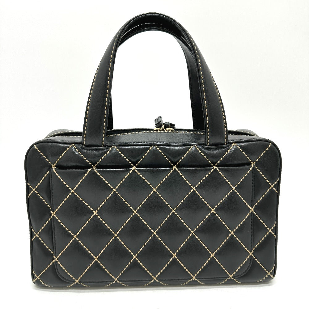 CHANEL Handbag Calfskin black CC COCO Mark Wild stitch Women  