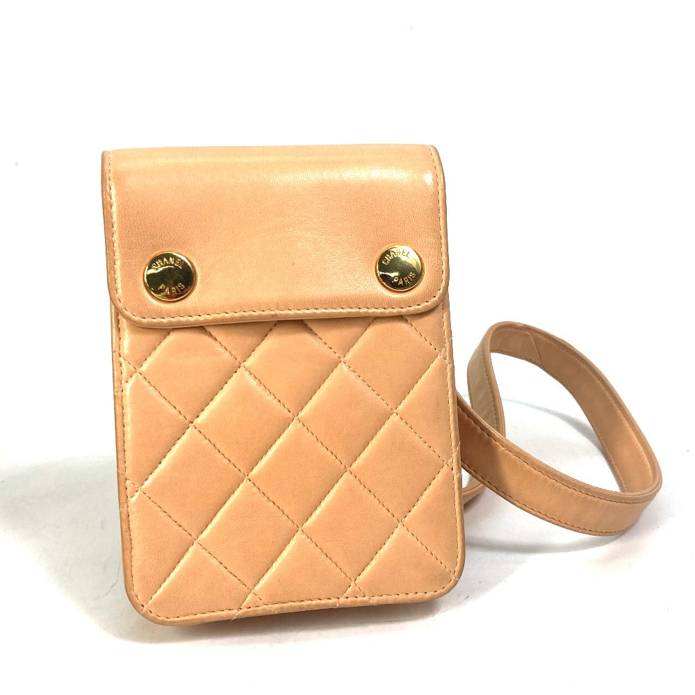Chanel lambskin type neck smartphone Matelasse Quilting Pink Shoulder Bag