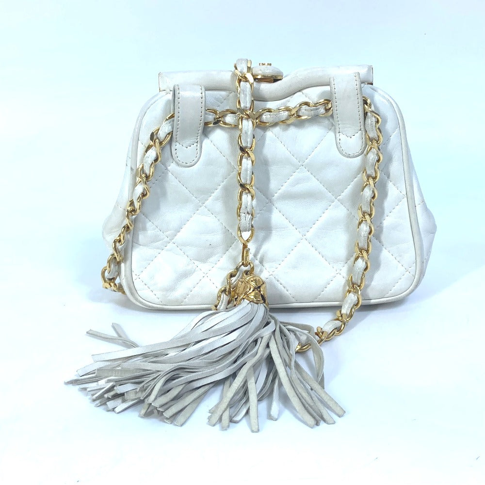 Chanel Waist lambskin COCO Mark CC Matrasse White Handbag