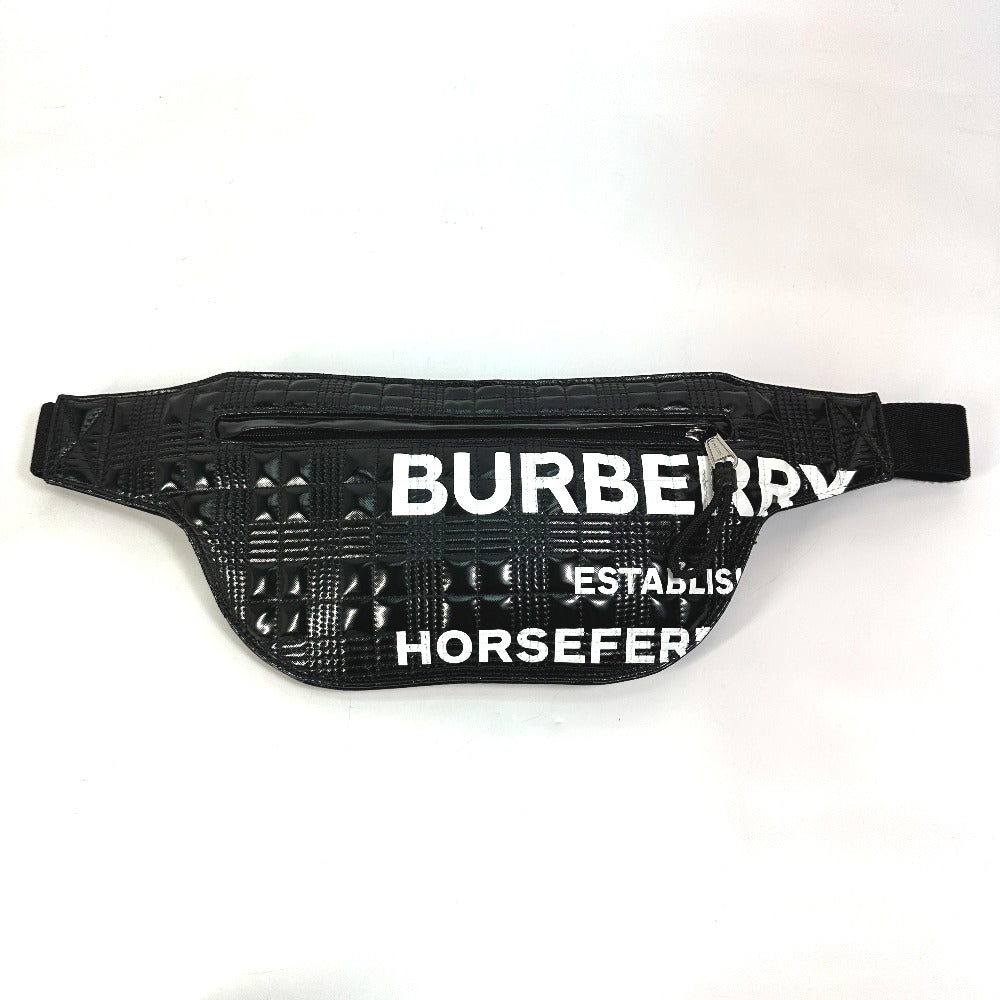 Burberry Sling Bag Enamel Enamel Horse Ferry Hosefey Mens Leather Black Logo Crossbody Bag