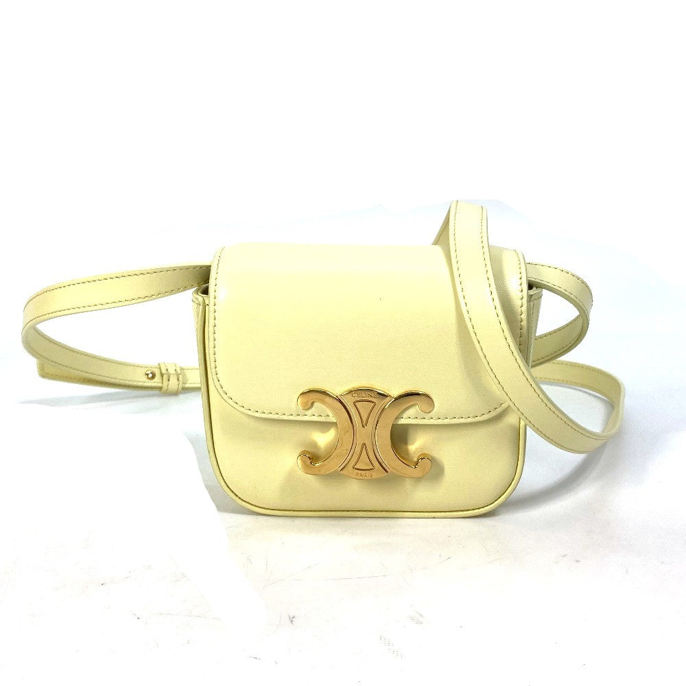 Shoulder Bag . Oy Yellow Shiny Calfskin Leather Mini