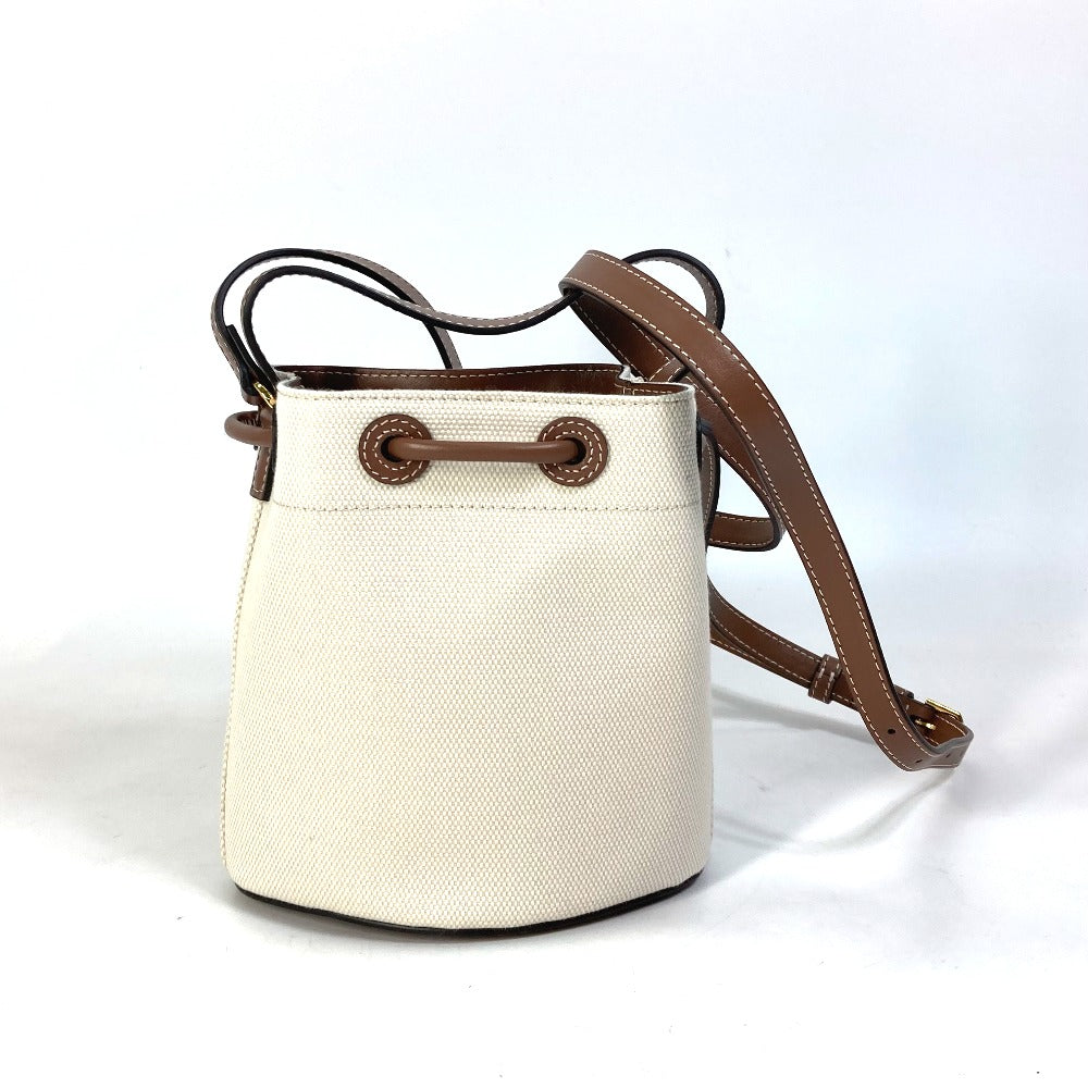 Burberry Tote Bag Ivorytype 2Way Shoulder Bag Tb Women Leather Canvas Bucket