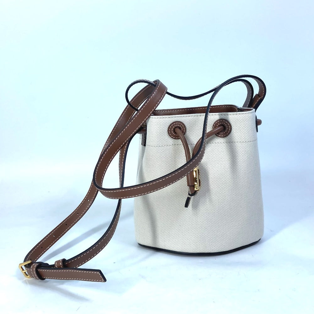 Burberry Tote Bag Ivorytype 2Way Shoulder Bag Tb Women Leather Canvas Bucket