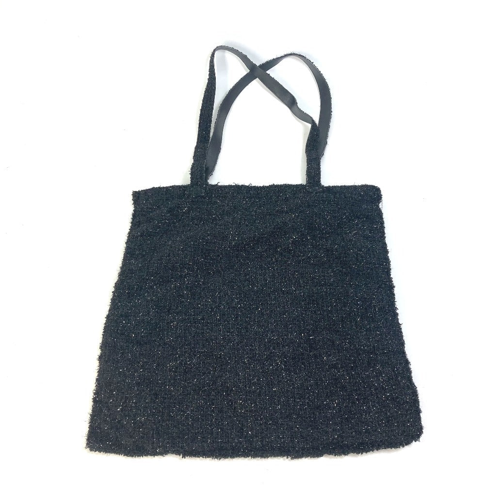 Chanel tweed CC COCO Mark Rhinestone Pearl Black Tote Bag