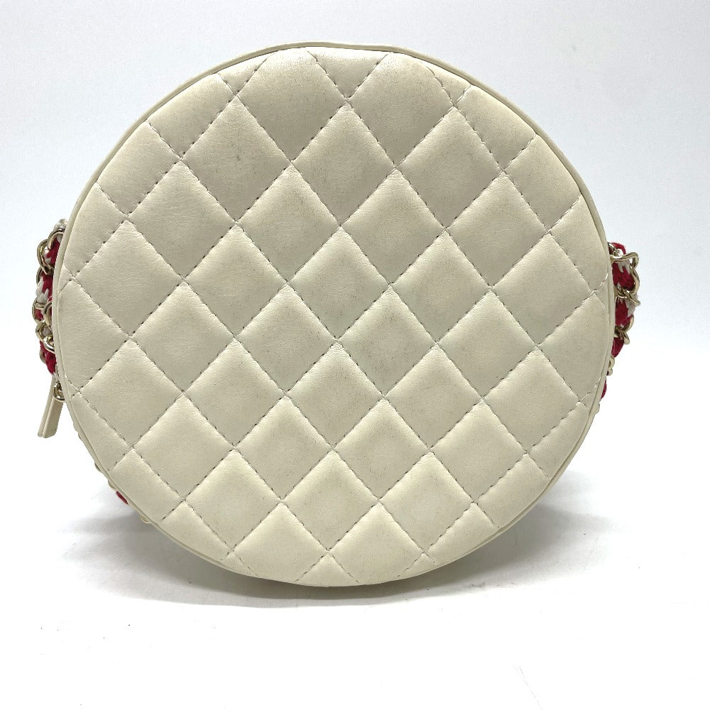 Chanel Lambskin Plastics COCO Mark CC round White Red Small Shoulder Bag