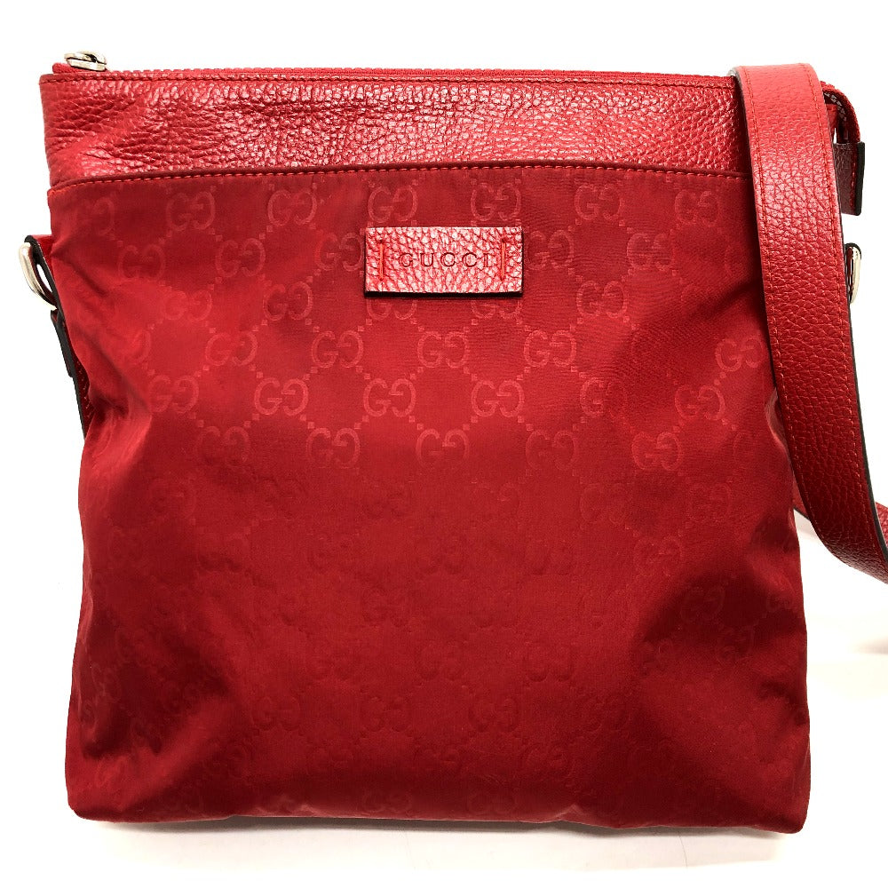 Gucci GG Leather Nylon Red Shoulder Bag