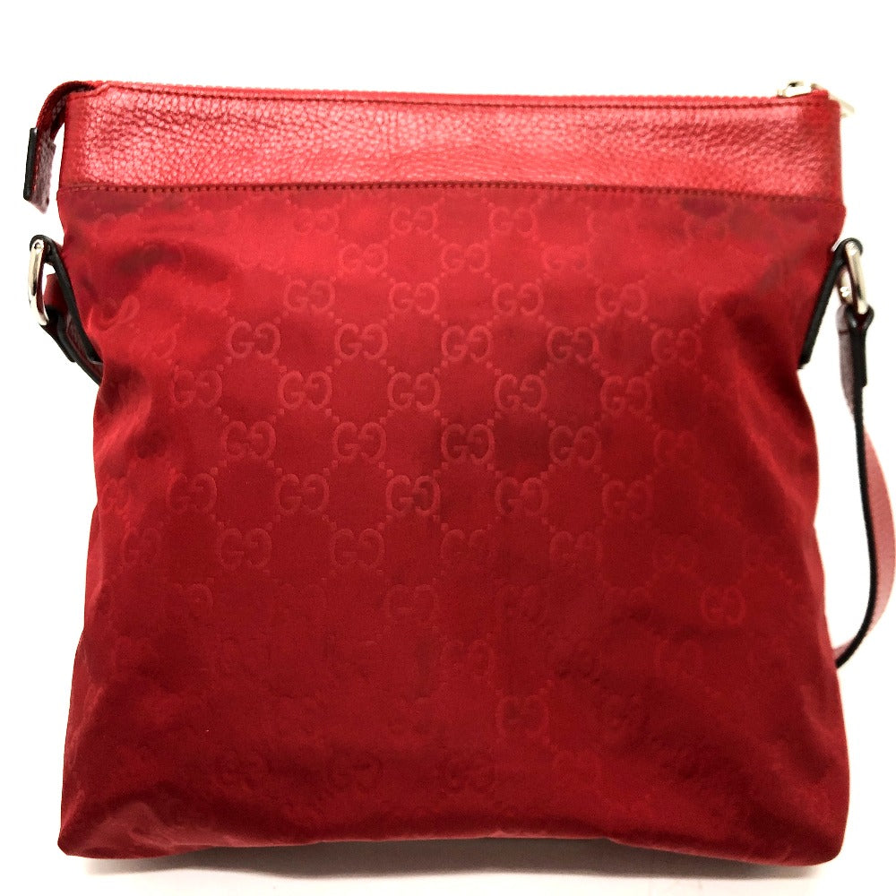 Gucci GG Leather Nylon Red Shoulder Bag