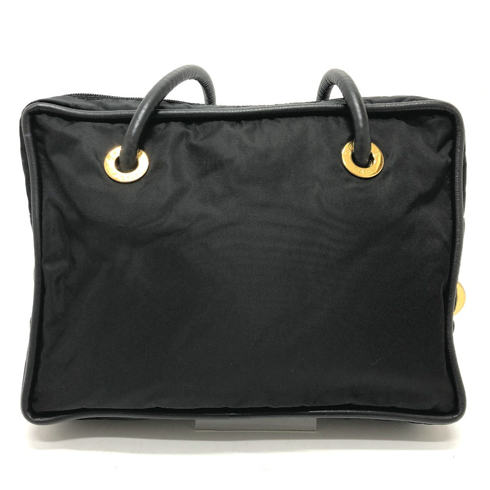 Shoulder Bag Circle Logo Women Leather Nylon
