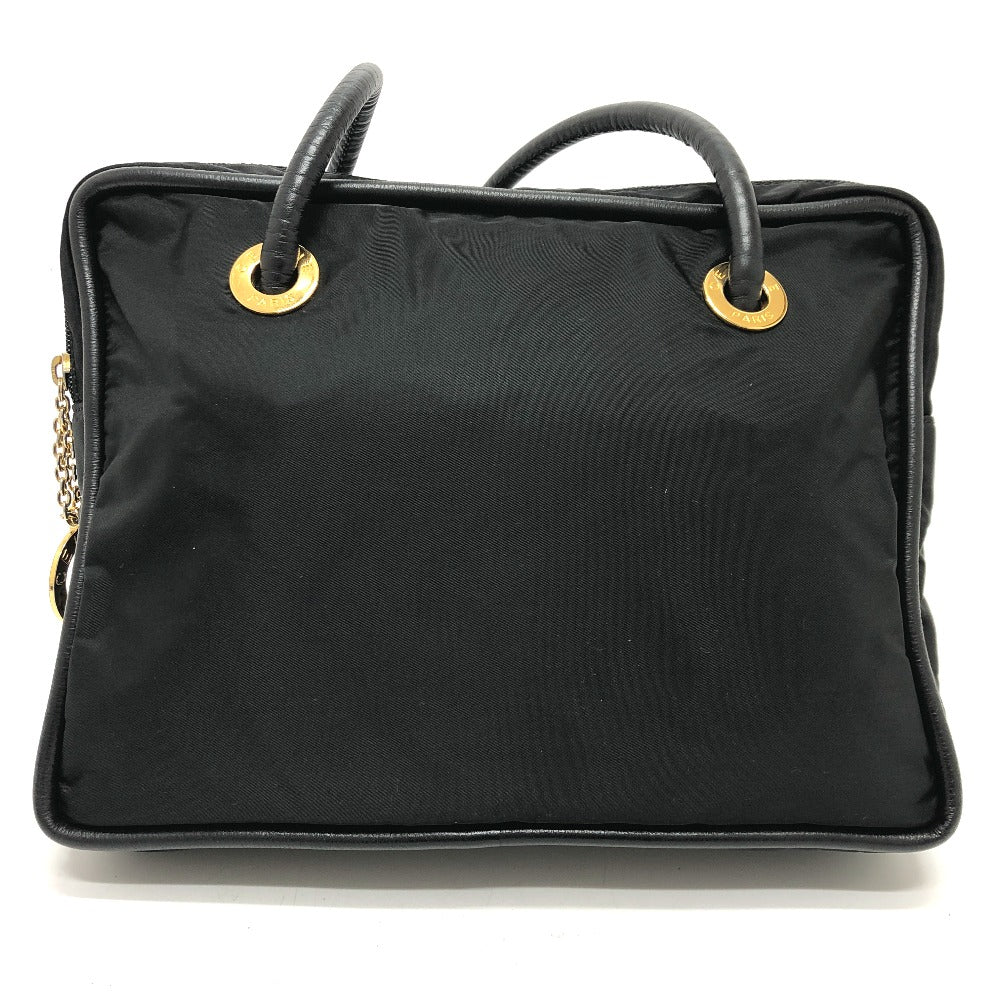 Shoulder Bag Circle Logo Women Leather Nylon