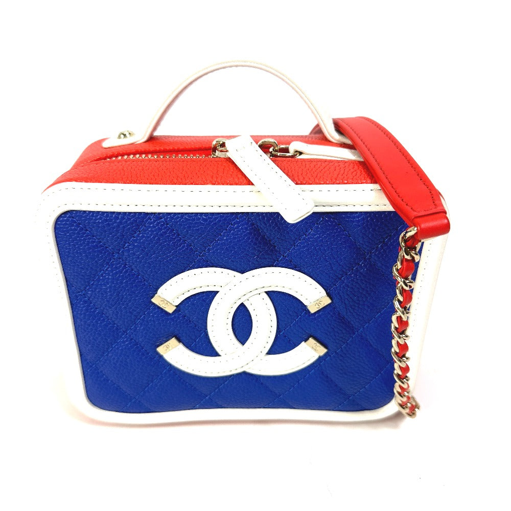 Chanel Caviar skin COCO Mark CC filigree Red Shoulder Bag