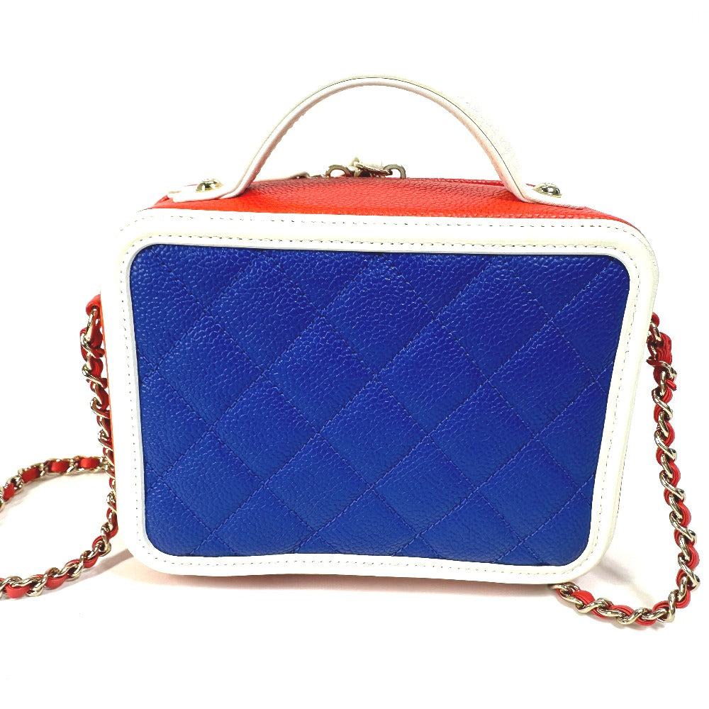 Chanel Caviar skin COCO Mark CC filigree Red Shoulder Bag