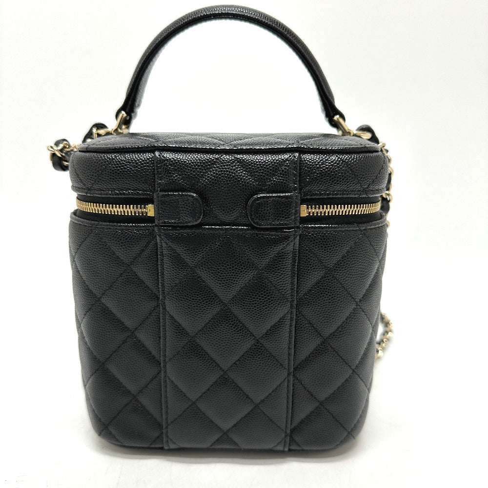 Chanel Vanity Caviar skin COCO Mark CC Black Handbag G 90