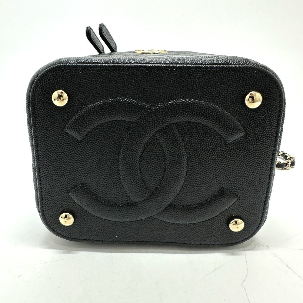 Chanel Vanity Caviar skin COCO Mark CC Black Handbag G 90