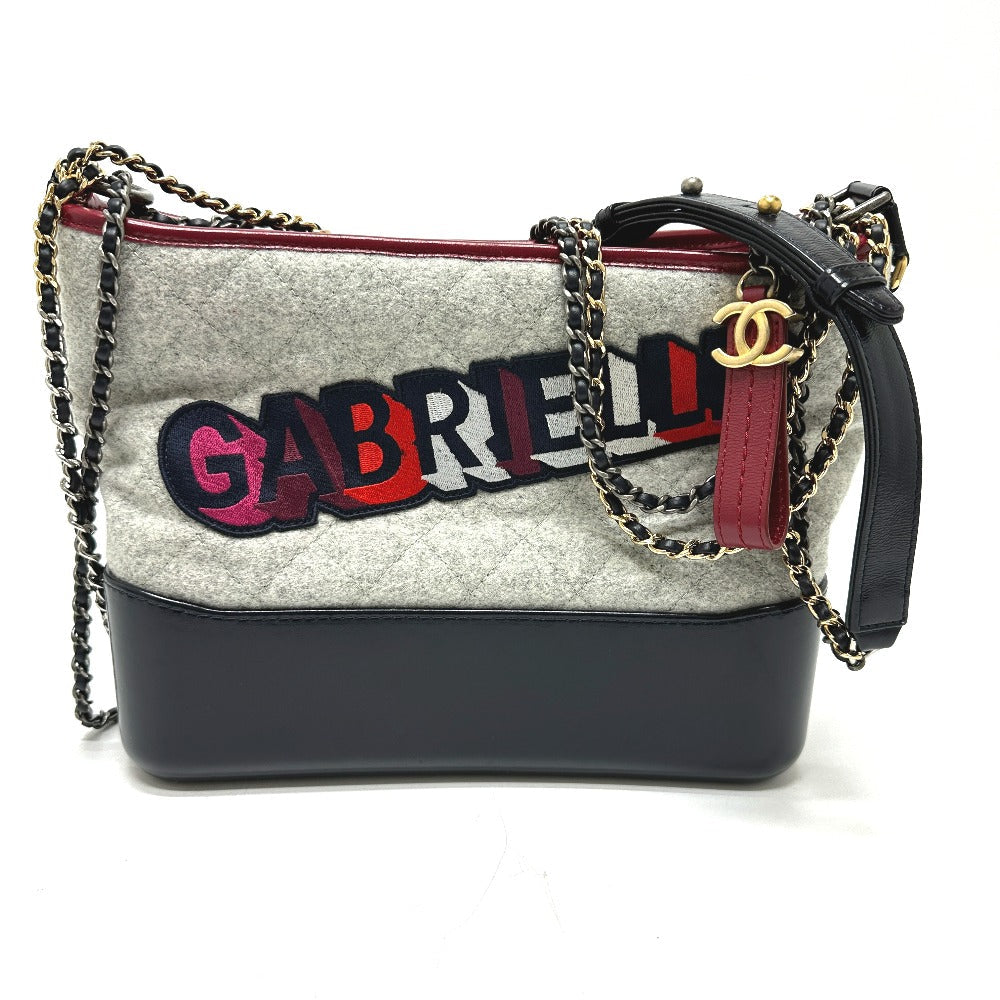 Chanel Calfskin Wool CC COCO Mark Gabriel Gray Shoulder Bag