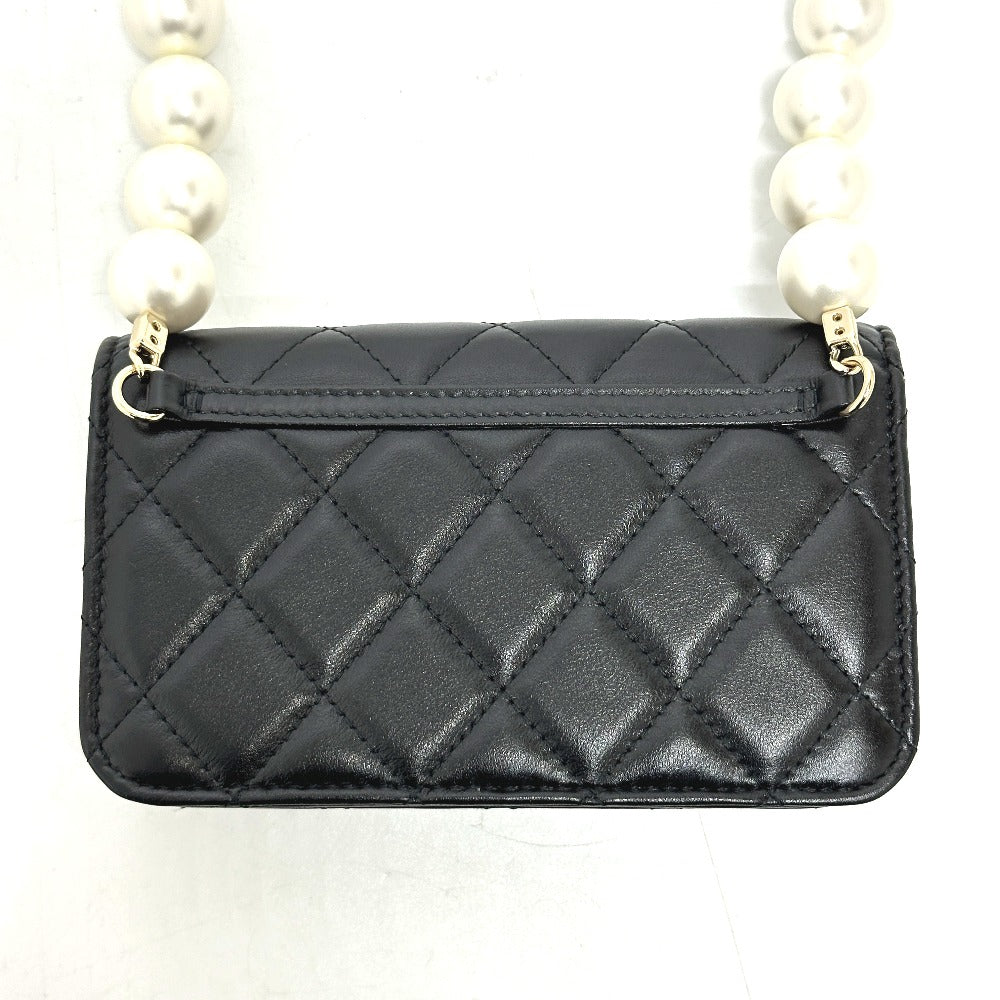 Chanel lambskin CC COCO Mark Pearl Black Shoulder Bag