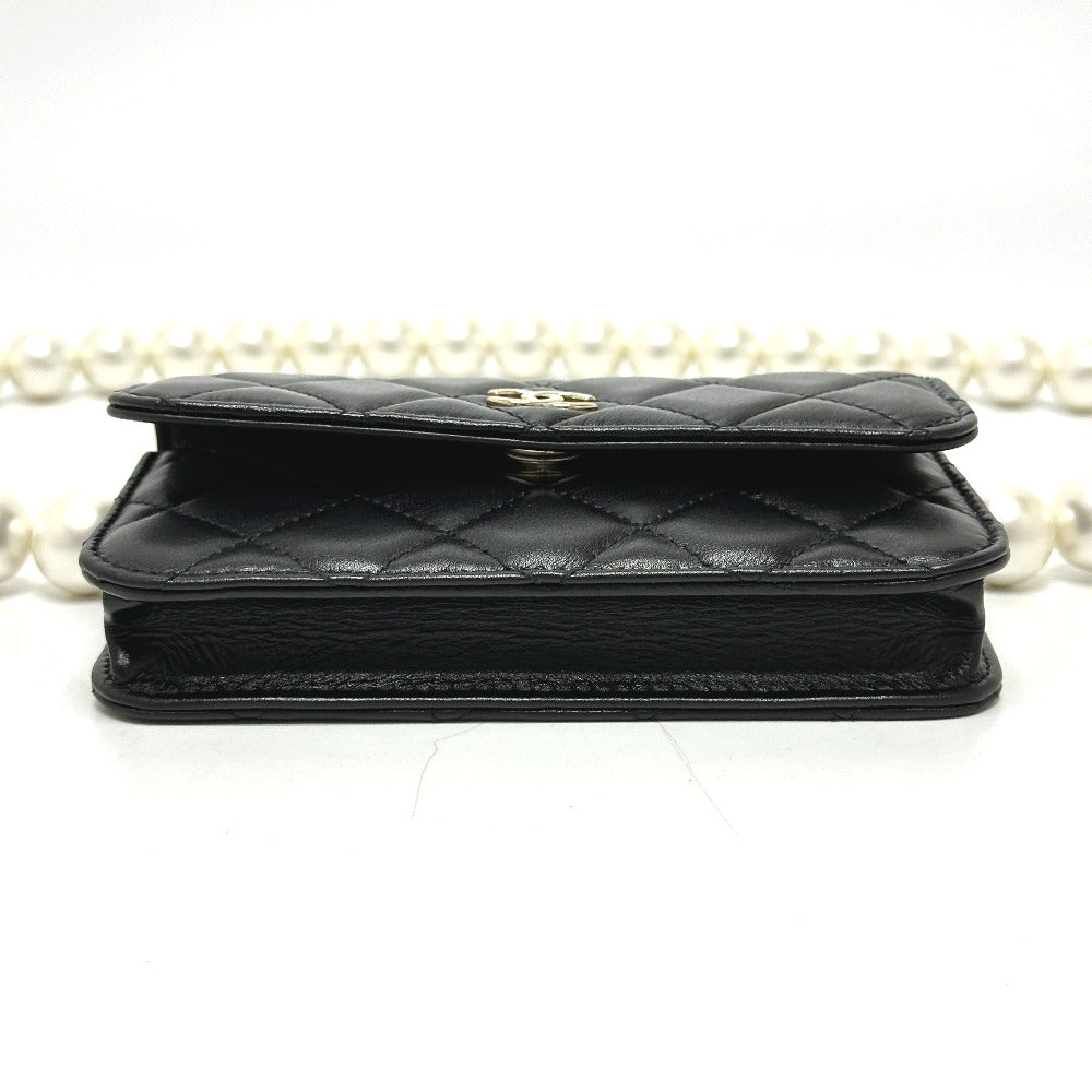 Chanel lambskin CC COCO Mark Pearl Black Shoulder Bag
