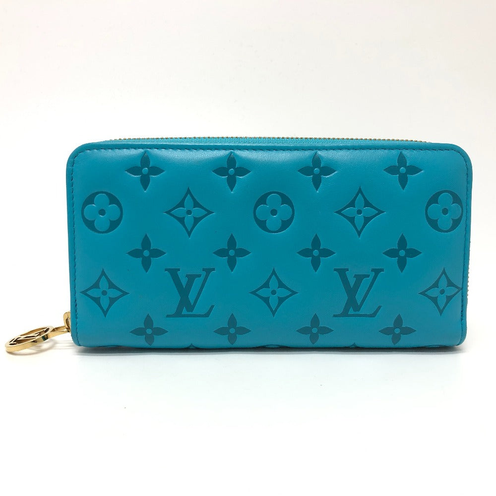Louis Vuitton Long Purse M81512 emboss Zippy Monogram Leather Blue Wallet Case