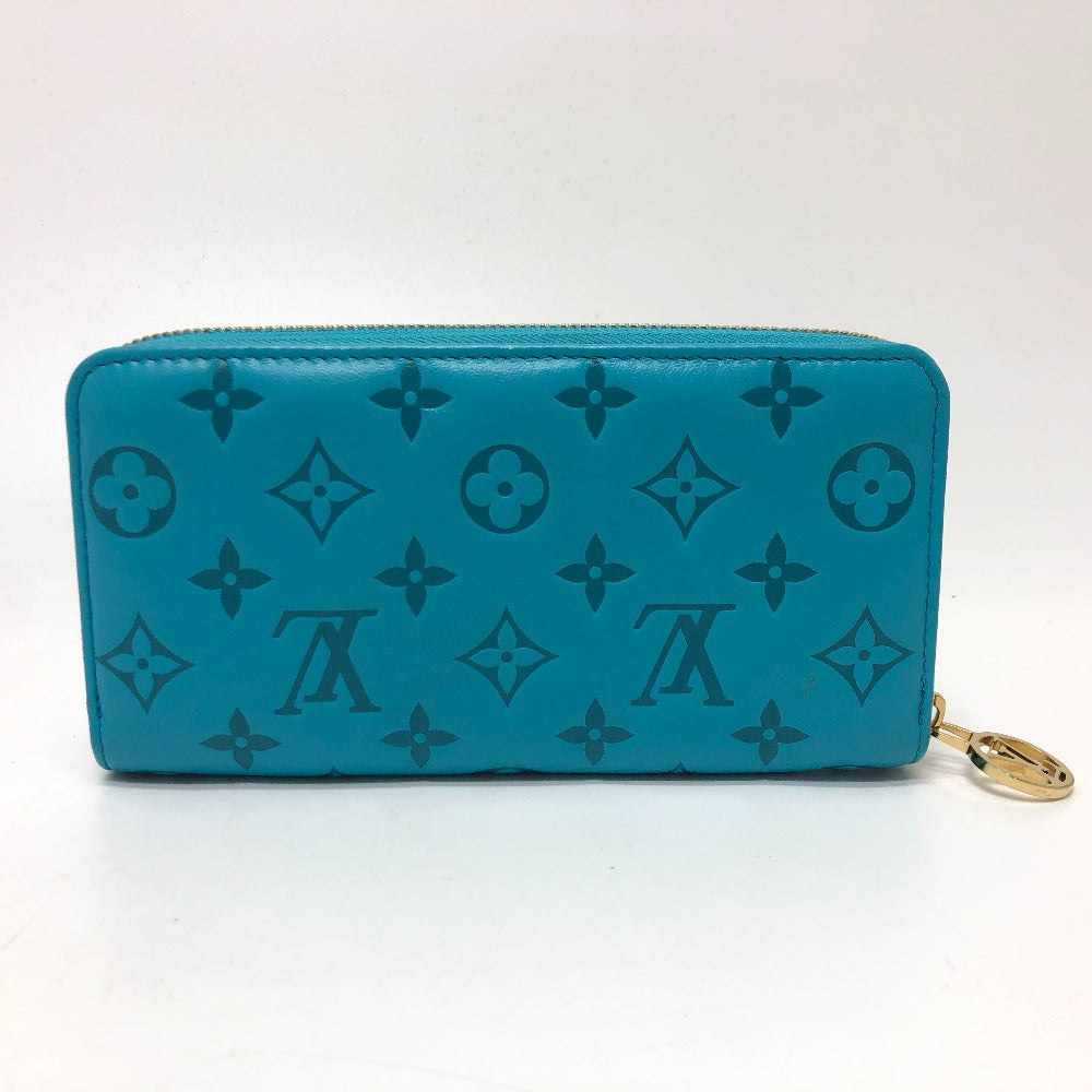 Louis Vuitton Long Purse M81512 emboss Zippy Monogram Leather Blue Wallet Case