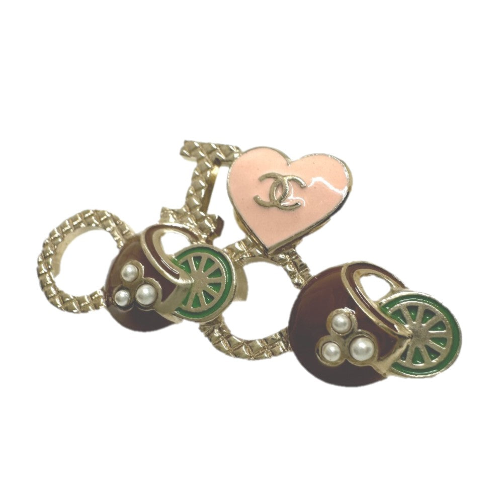 Chanel Brooch Faux Pearl I COCO logo Gold Handbag