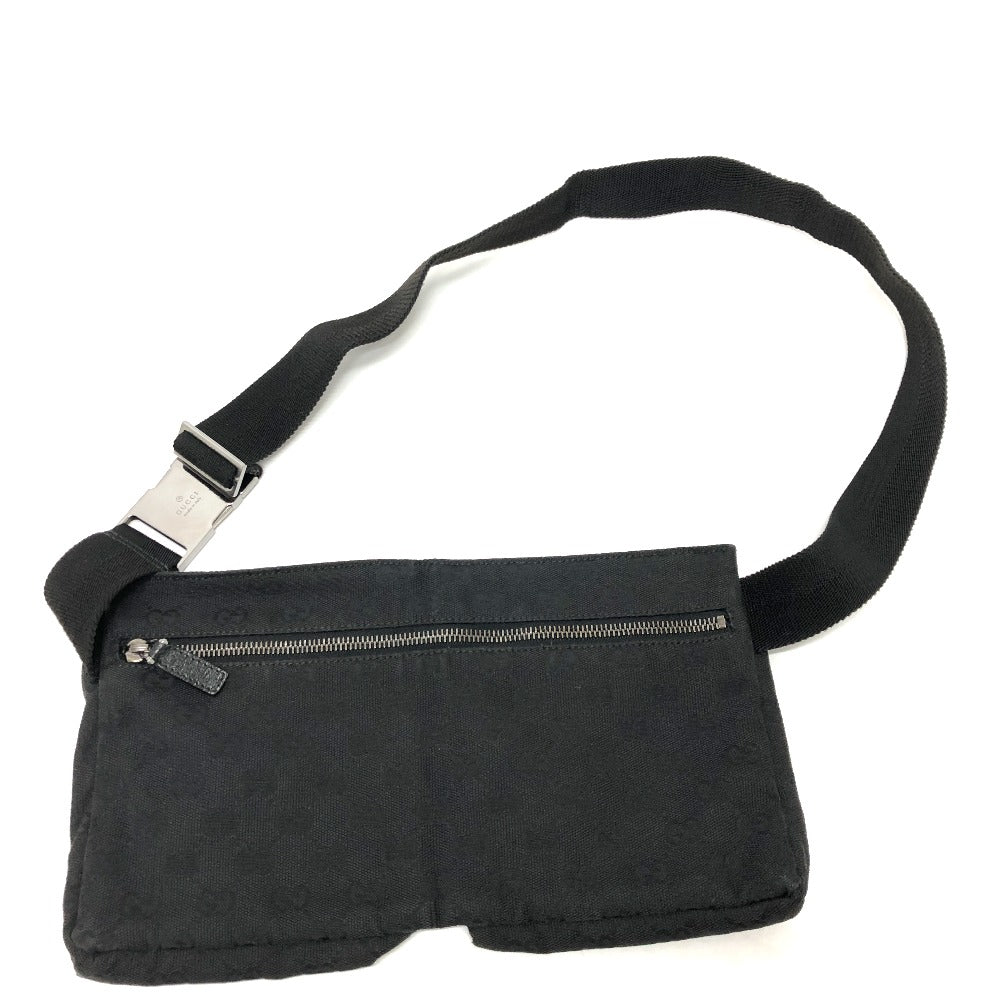 Gucci Waist GG Sling Leather Canvas Black Travel Bag