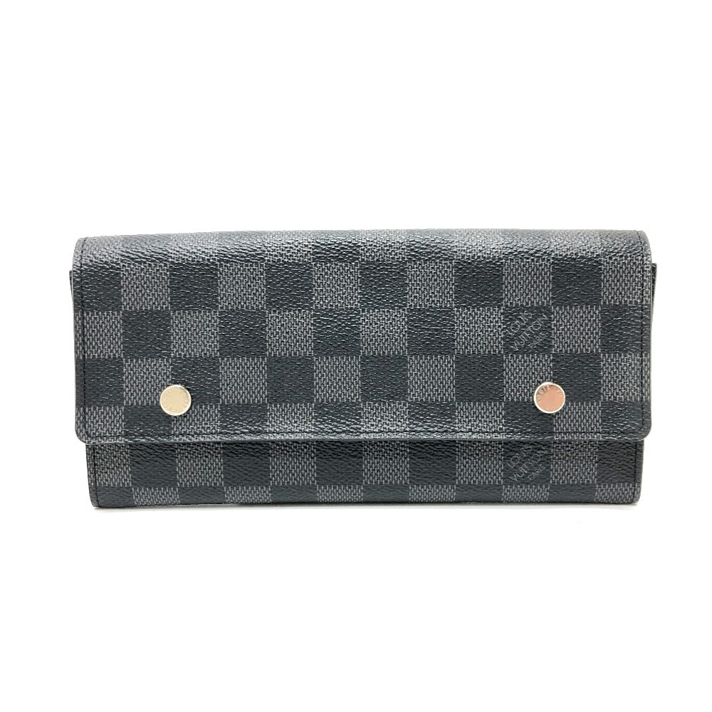 Louis Vuitton Long Purse N63084 Damier Grafitto Canvas Black Wallet Case