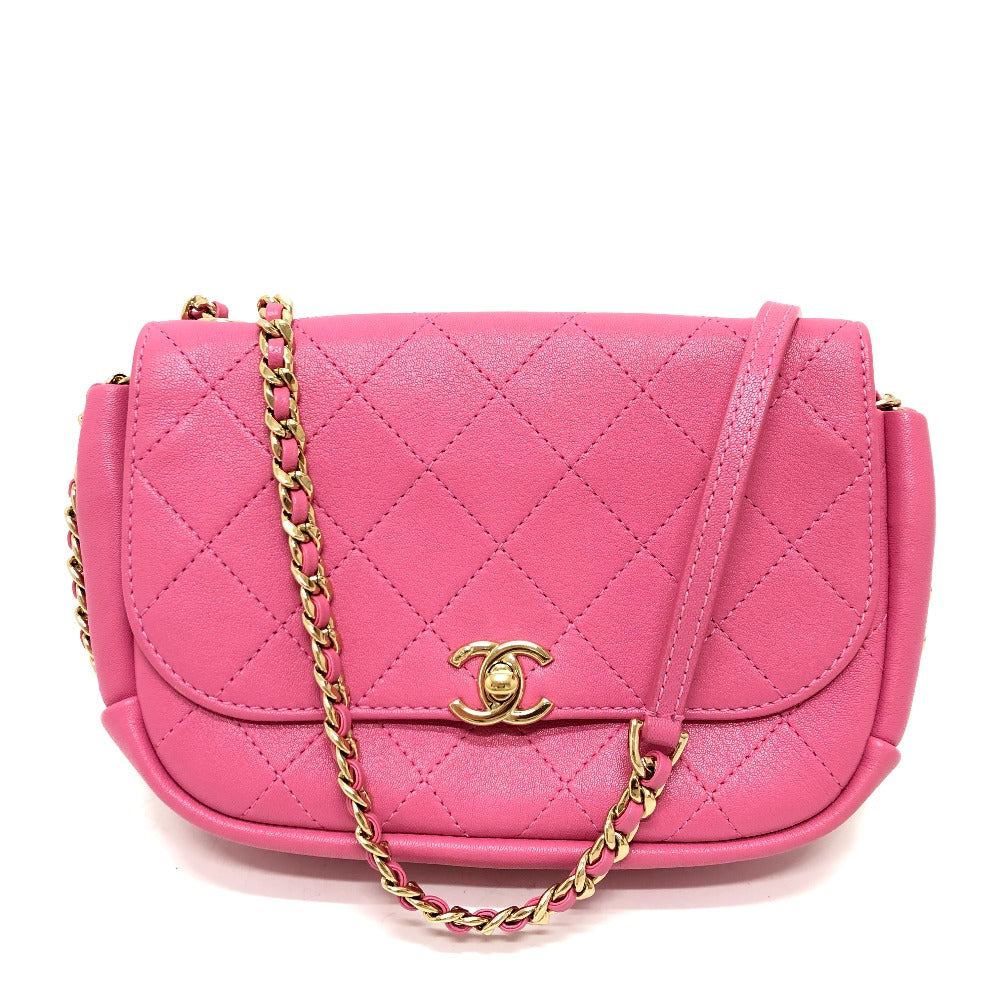 Chanel Calfskin CC COCO Mark Edge Pink Shoulder Bag