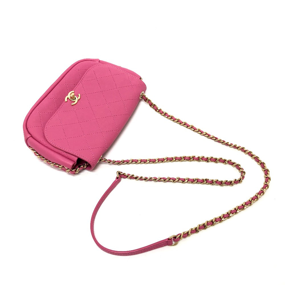 Chanel Calfskin CC COCO Mark Edge Pink Shoulder Bag
