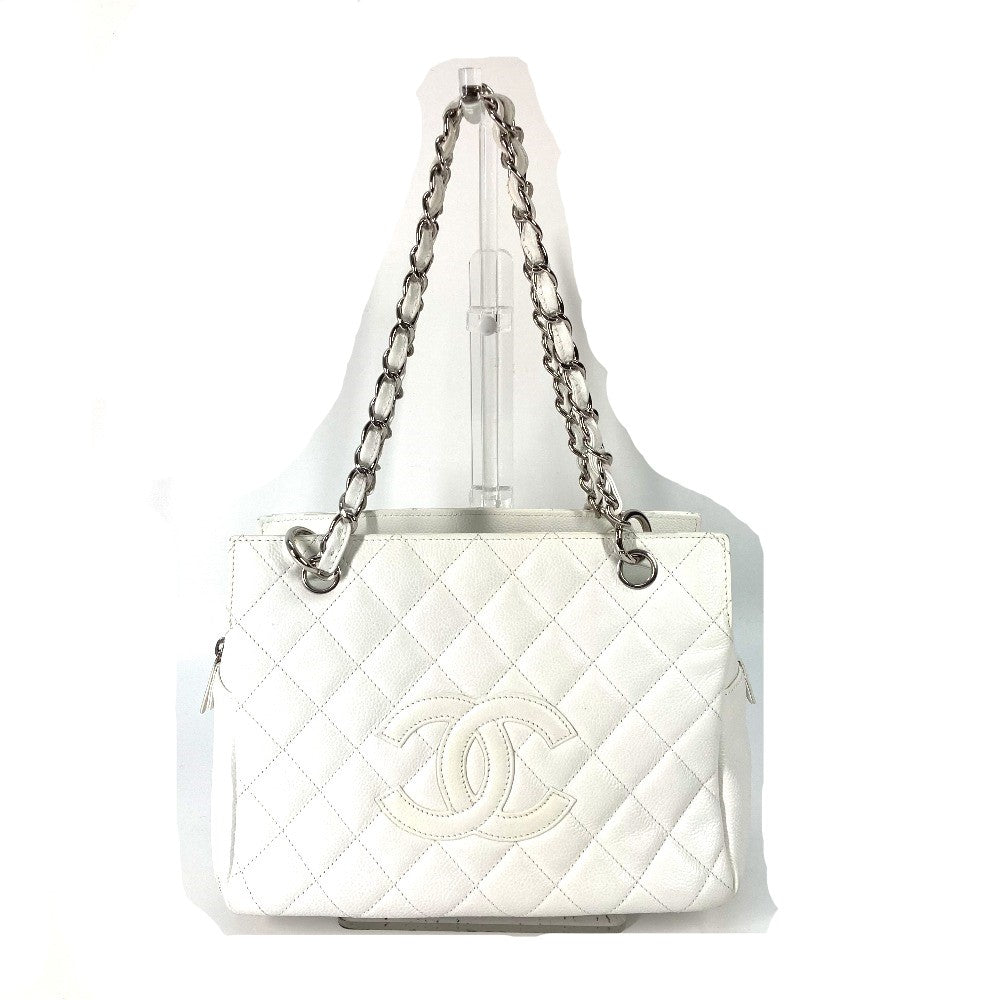 Chanel Caviar skin CC COCO Mark Timeless White Tote Bag