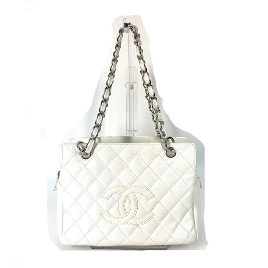 Chanel Caviar skin CC COCO Mark Timeless White Tote Bag