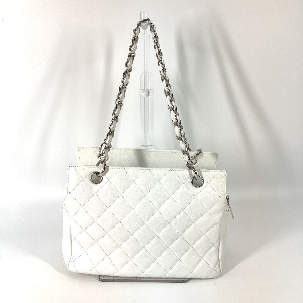 Chanel Caviar skin CC COCO Mark Timeless White Tote Bag