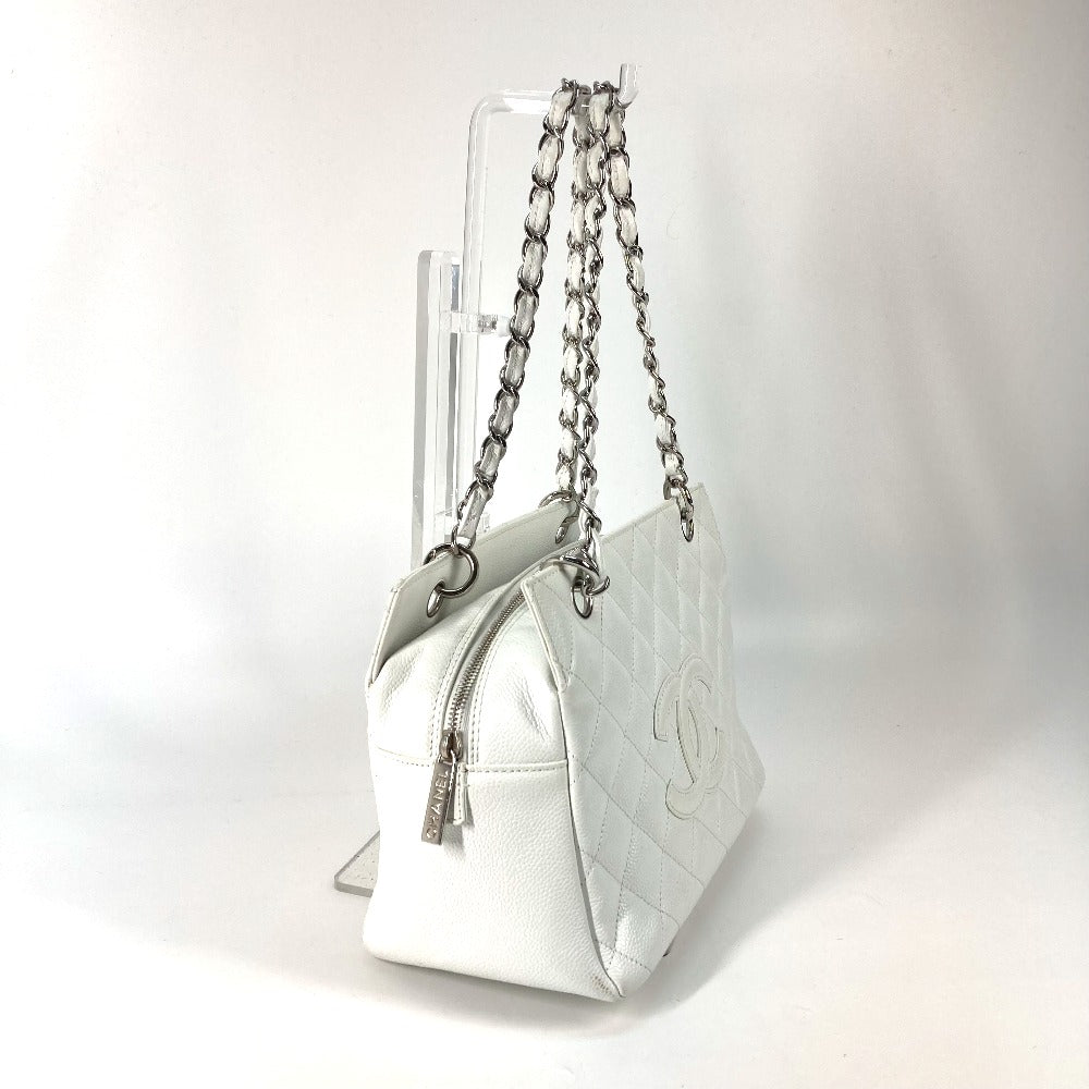 Chanel Caviar skin CC COCO Mark Timeless White Tote Bag