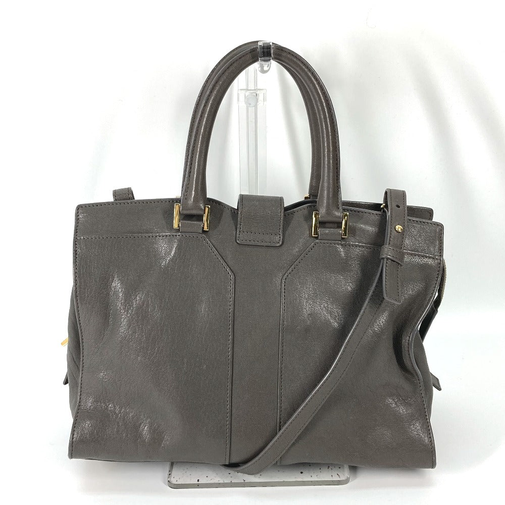 YSL Saint Laurent Yves Handbag Cavas Chic Women Leather Gray Logo Travel Bag