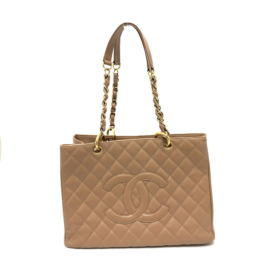 Chanel Caviar skin Decacoco CC COCO Mark Beige Shoulder Bag