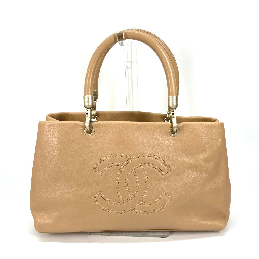 Chanel Caviar skin shawl CC COCO Mark Beige Scarf