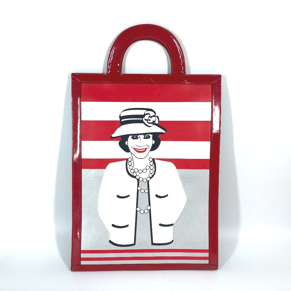 Chanel patent Vertical Mademoiselle Coco Red Leather Tote Bag