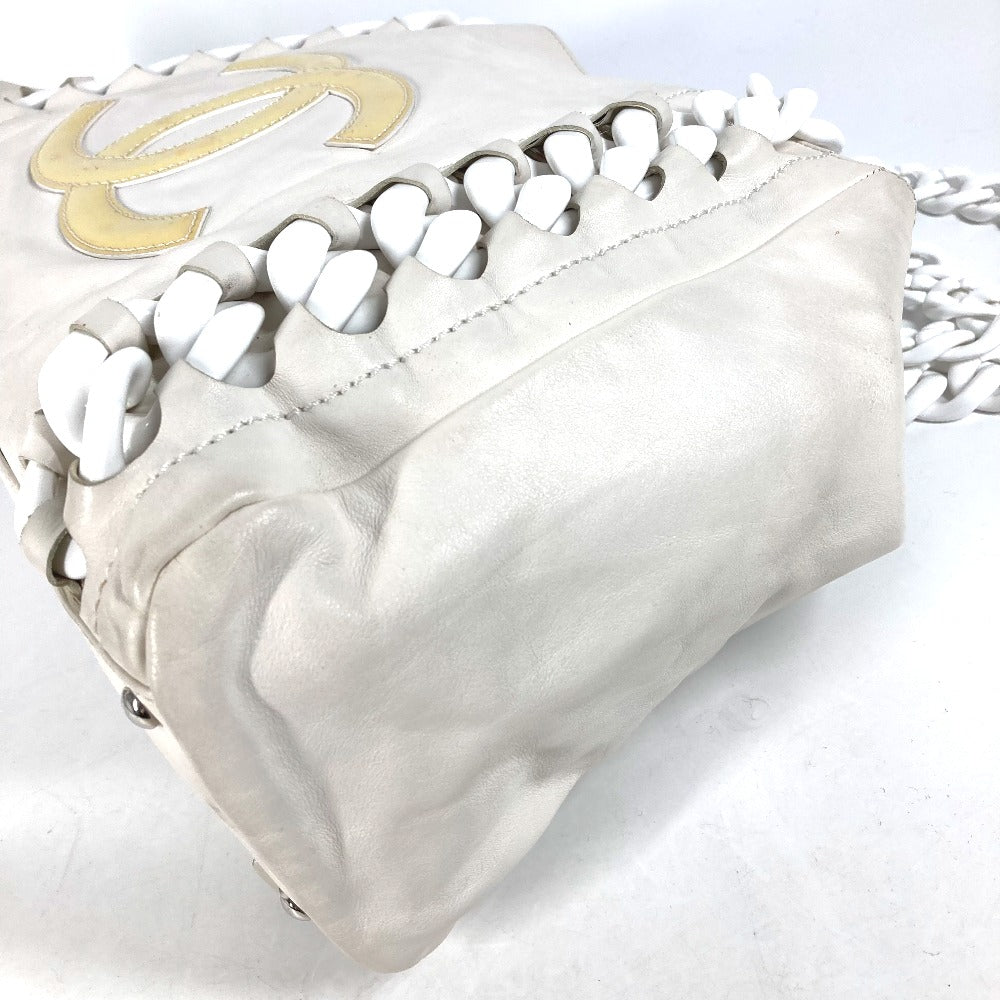 CHANEL Shoulder Bag leather white Shoulder Decacoco CC COCO Mark Women  